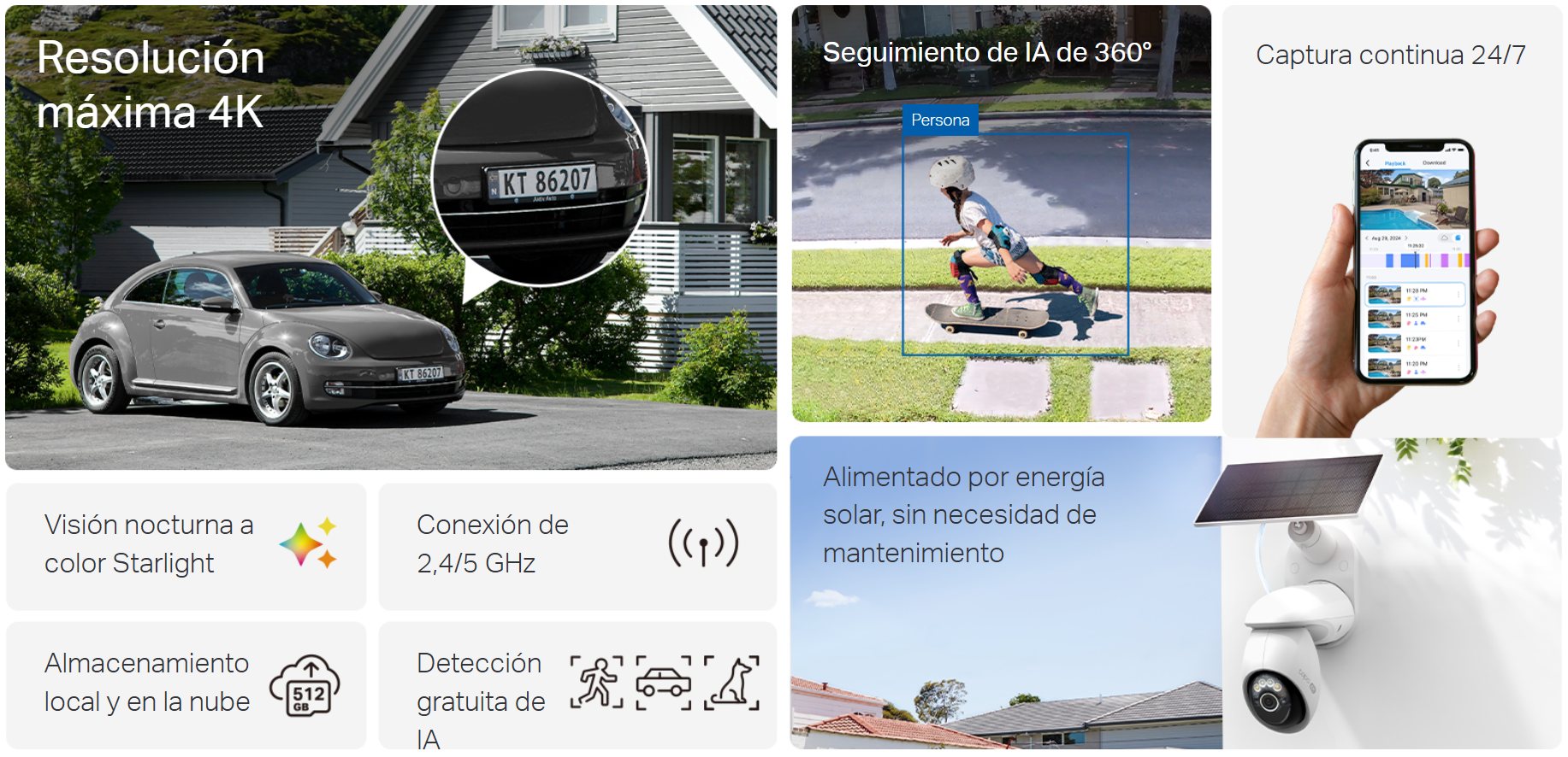 Caracteristicas tecnicas de Tapo C660 KIT camara Tapo exterior wifi dual band 8MP 3840x2160 4K + PANEL SOLAR
