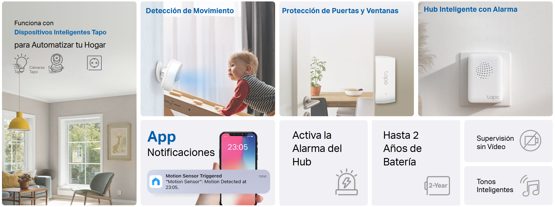 Caracteristicas tecnicas de Tapo T30 KIT sensor smart home con hub, incluye sensor de movimiento y puertas