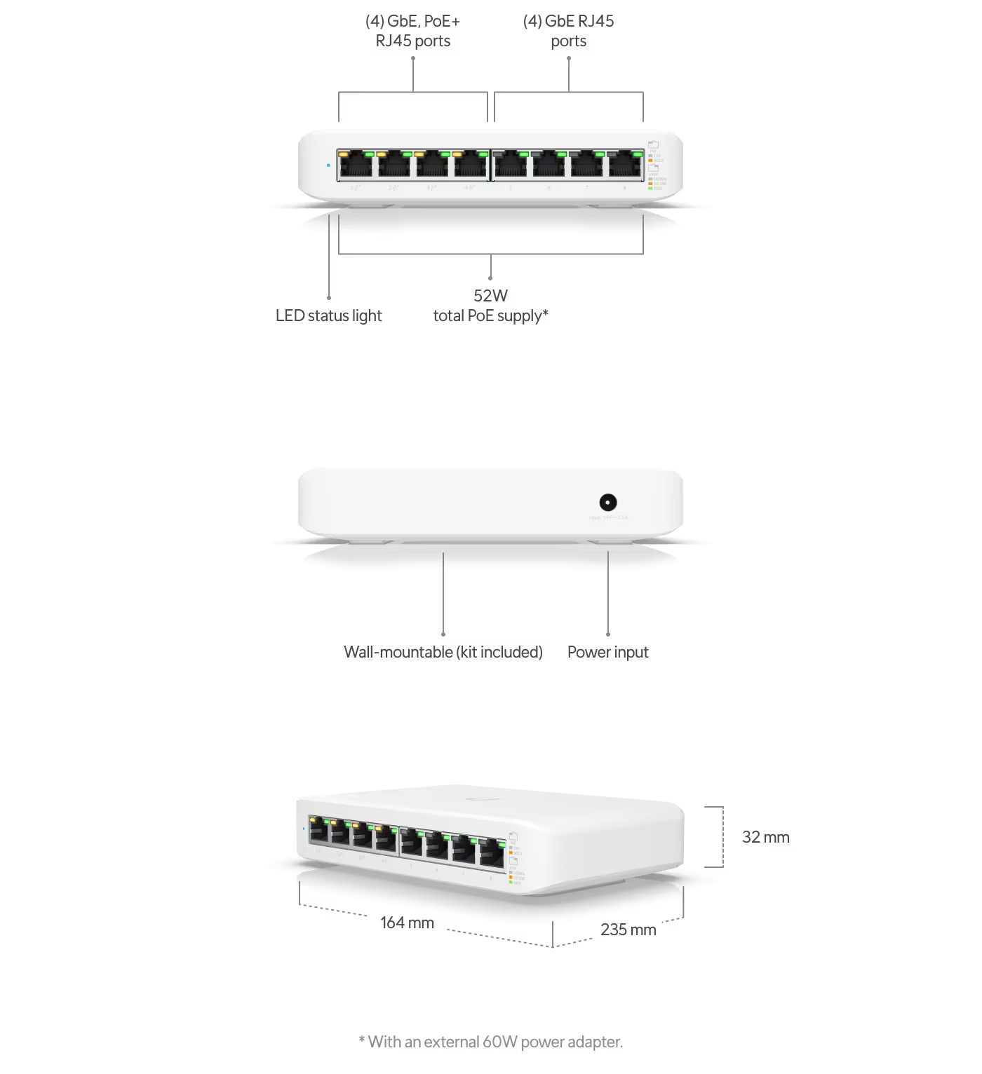 Caracteristicas tecnicas de UNIFI USW-LITE-8-POE- SWITCH UNIFI ADMINSTRABLE
